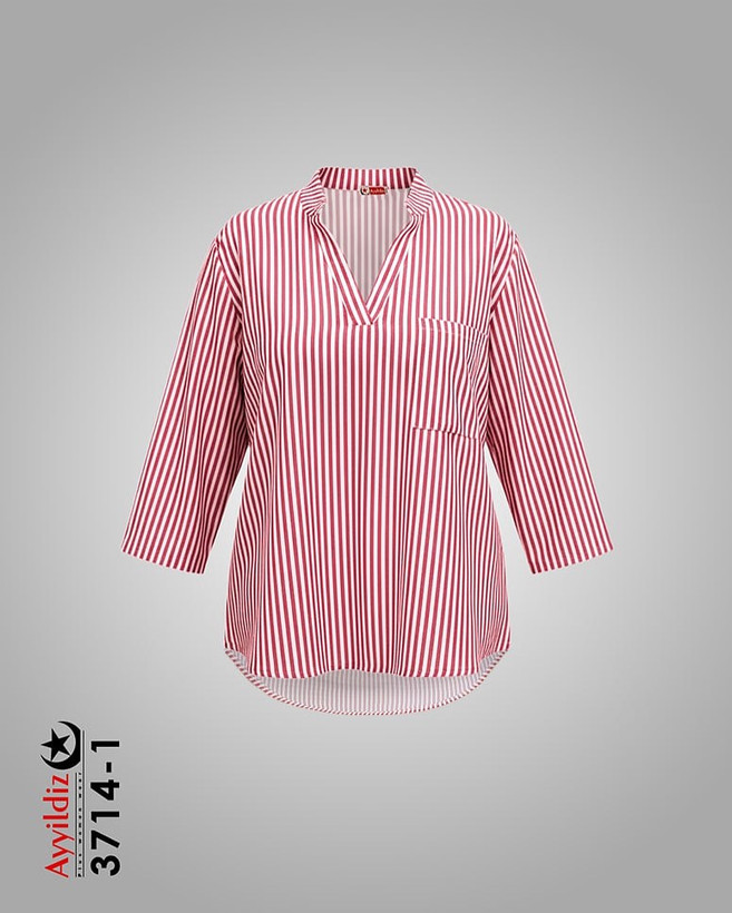 شومیز مجلسی زنانه راه راه سایز بزرگ کد 3714