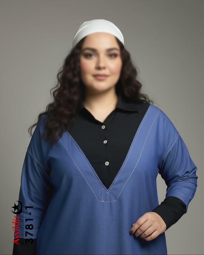پیراهن/مانتو زنانه سایز بزرگ مدل کد ٣٧٨١