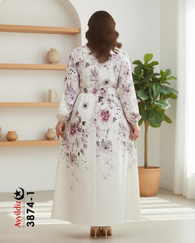 پیراهن بلند مجلسی سایز بزرگ زنانه کد 3874