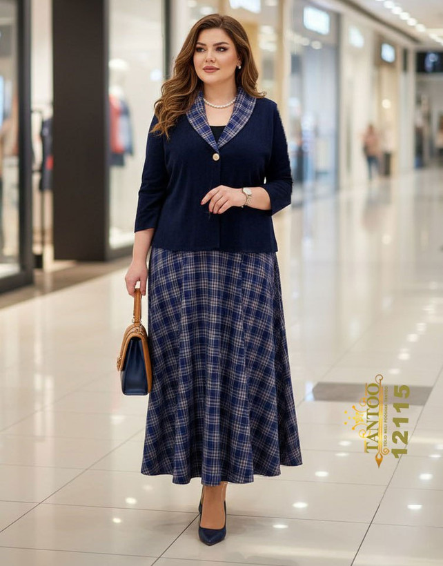 ست کت و دامن زنانه مجلسی کلوش سایز بزرگ کد ۱۲۱۱۵