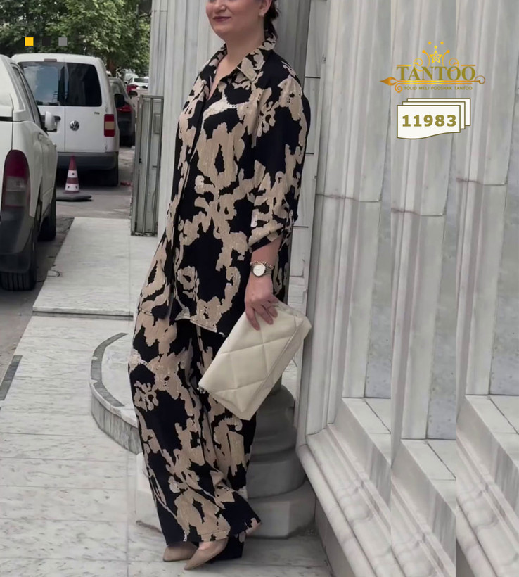 ست شومیز شلوار مجلسی زنانه سایز بزرگ کد ۱۱۹۸۳