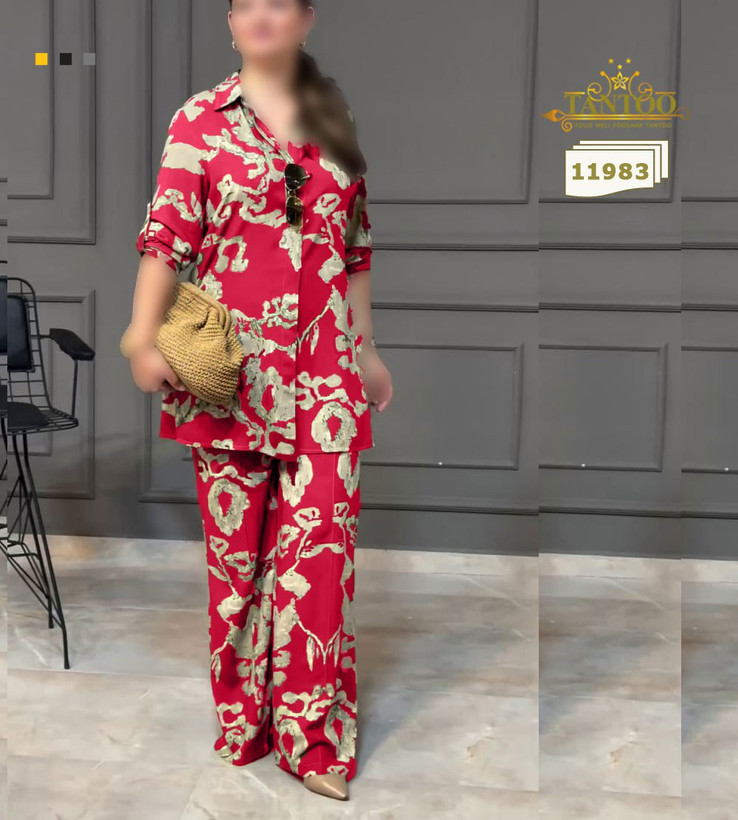 ست شومیز شلوار مجلسی زنانه سایز بزرگ کد ۱۱۹۸۳