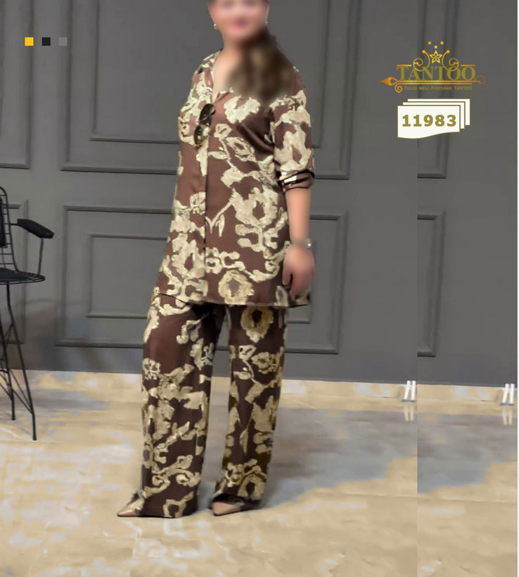 ست شومیز شلوار مجلسی زنانه سایز بزرگ کد ۱۱۹۸۳