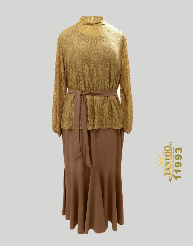 ست مجلسی زنانه سارافون با رویه دانتل سایز بزرگ کد۱۱۹۹۳