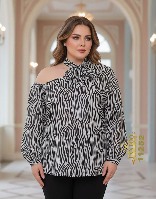 بلوز زنانه مجلسی سرشانه باز سایز بزرگ کد ۱۱۲۵۲