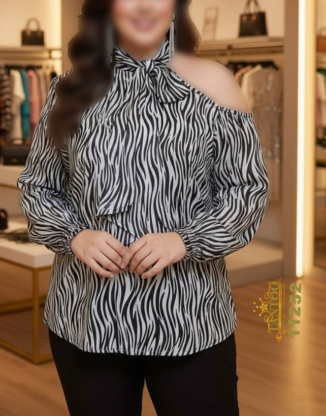 بلوز زنانه مجلسی سرشانه باز سایز بزرگ کد ۱۱۲۵۲