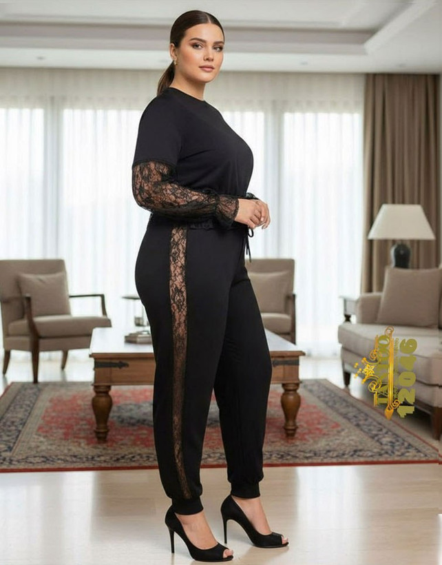 ست کراپ شلوار اسپرت مجلسی زنانه سایز بزرگ کد ۱۲۰۴۶