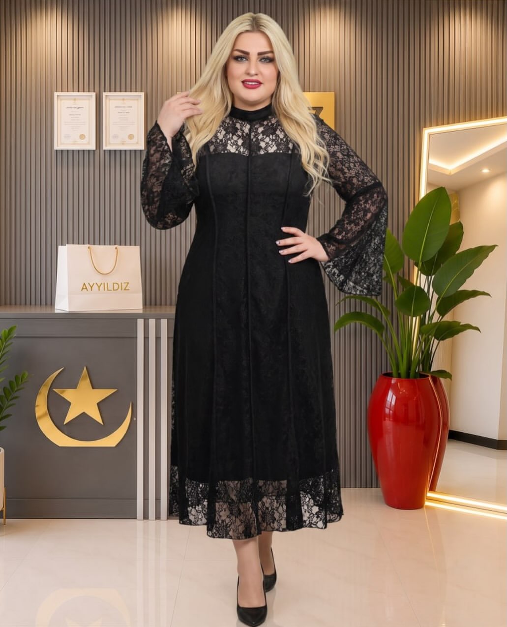 پیراهن مجلسی گیپور بیگ سایز آییلدیز کد7