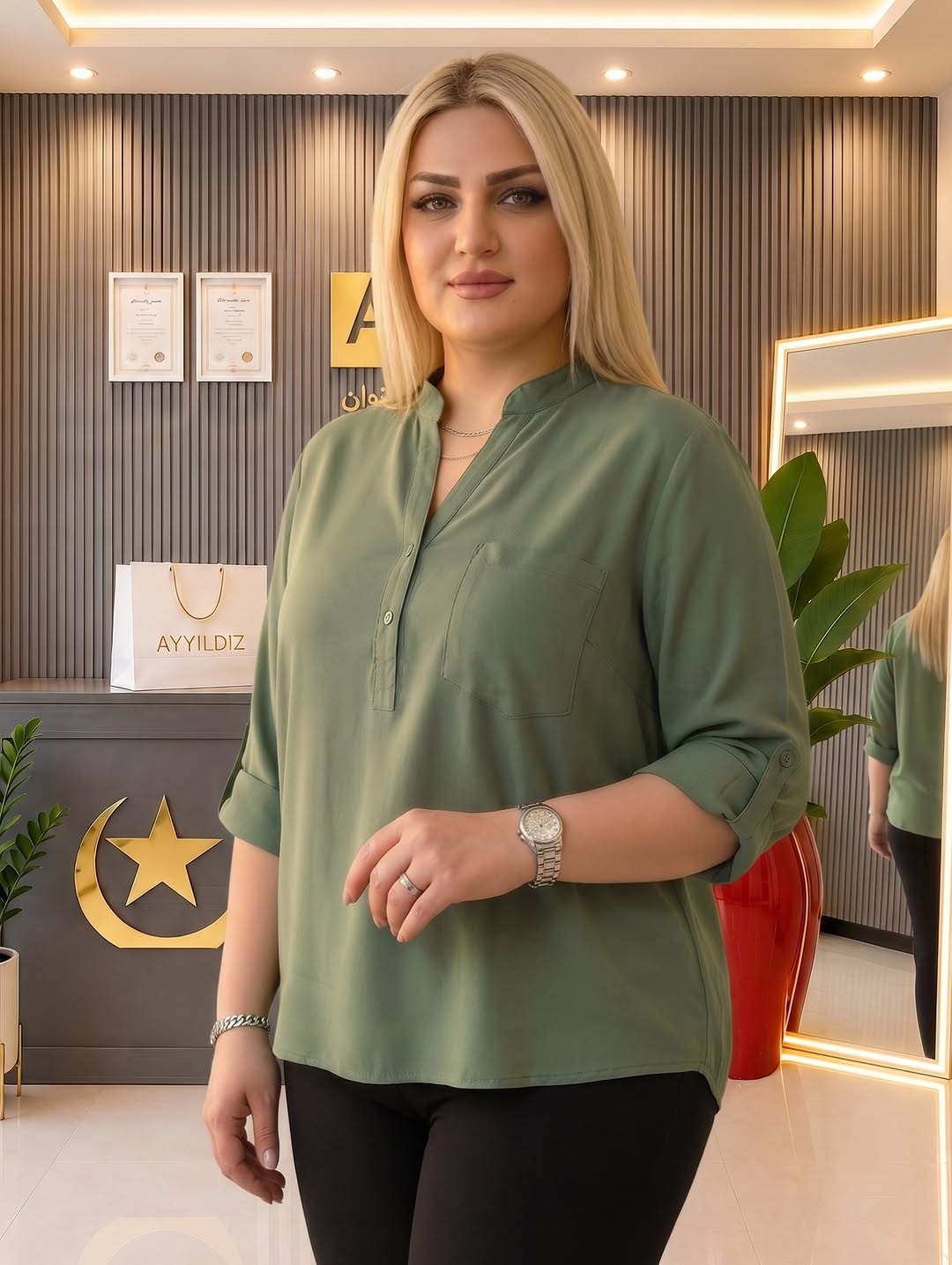 شومیز الیاف طبیعی سایز بزرگ آییلدیزکد17