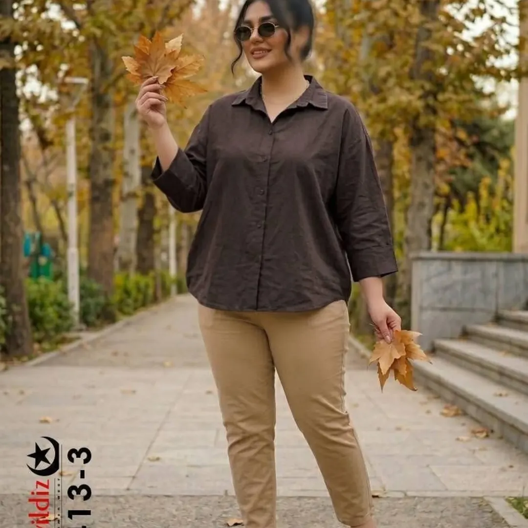 شومیز لینن سایز بزرگ آییلدیزکد46
