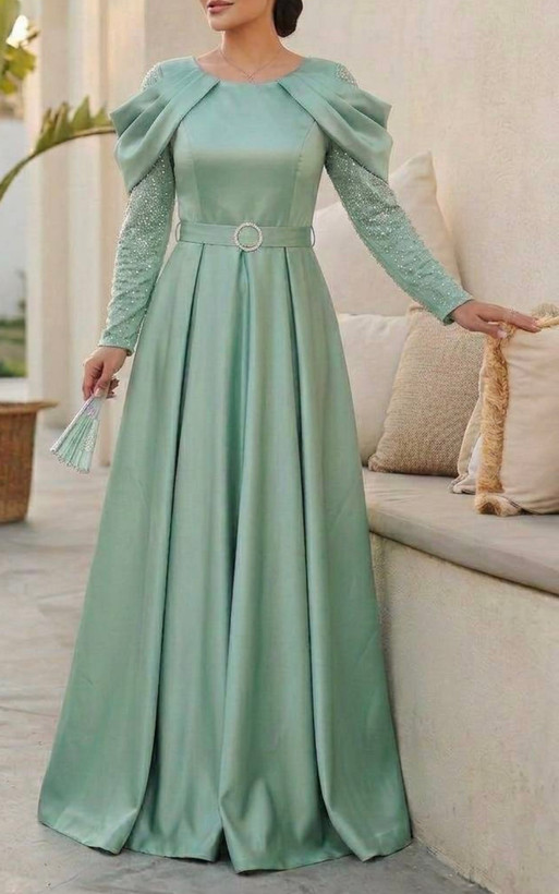 پیراهن مجلسی زنانه و شب ماکسی مدل مرسانا آستین بلند
