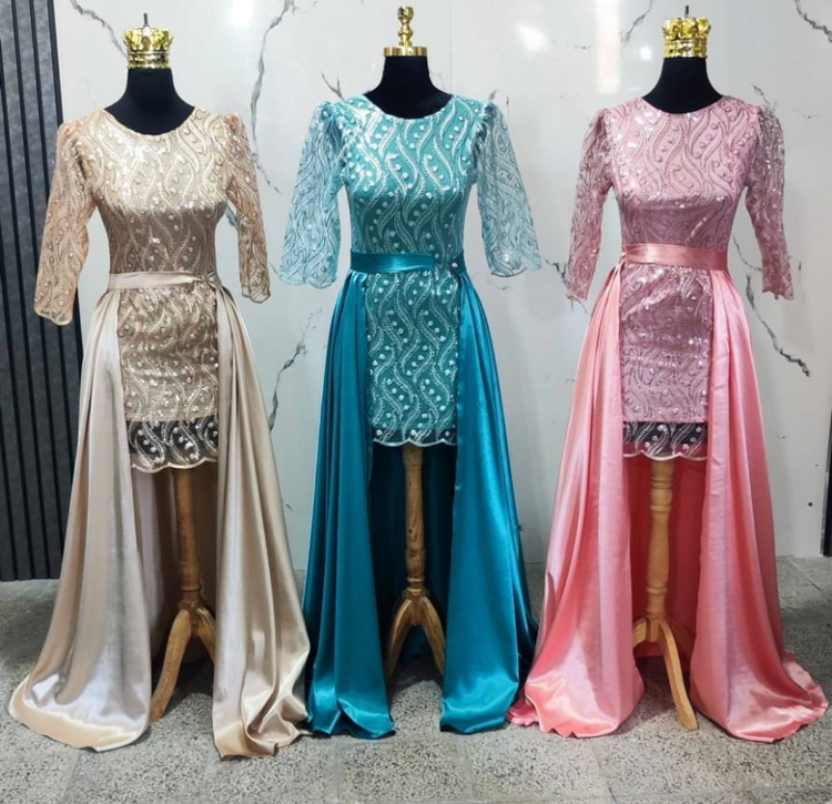 پیراهن مجلسی زنانه و شب ماکسی مدل ماه دو دامنه