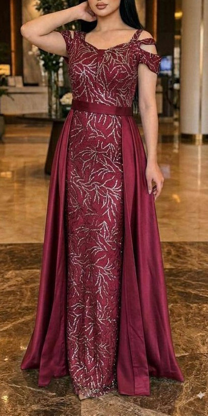 پیراهن زنانه مجلسی و شب ماکسی مدل دو دامنه دلسا استار
