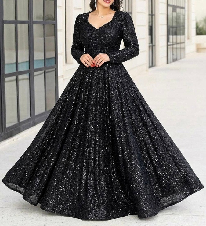 پیراهن مزونی مجلسی زنانه شب و ماکسی سارا