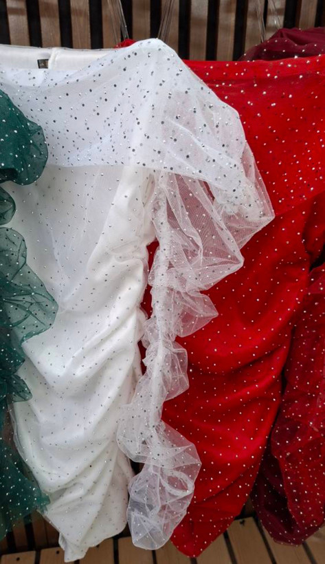 پیراهن زنانه مجلسی و شب میدی مدل بینا نگینی
